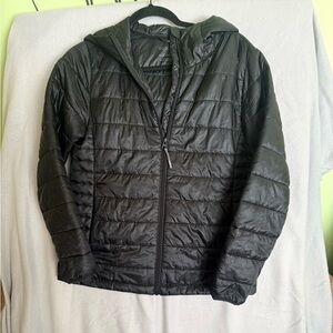 Borealis Black Puffer Jacket with Hood windbreaker